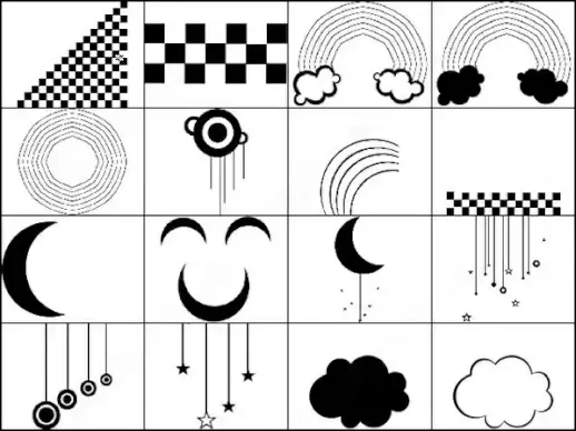 moon, square, circle, clouds and stars brush