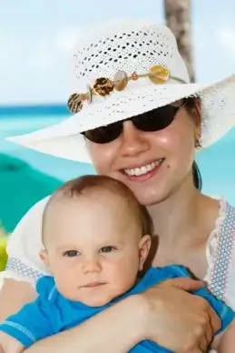 mother and baby on summer holiday