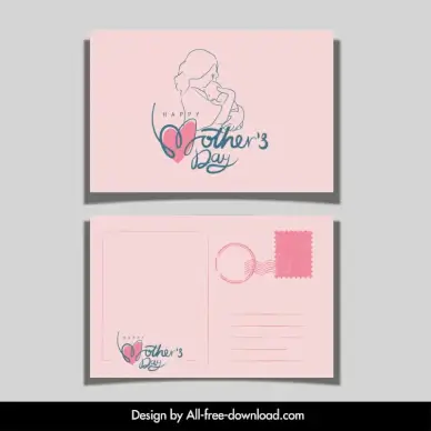 mother day postcard template classic handdrawn