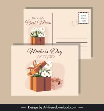 mother day postcard templates floral gift box decor