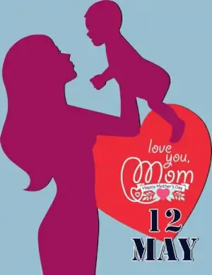 mother day poster mother and baby silhouettes decoration