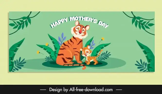 mother s day banner template cute cartoon tigers