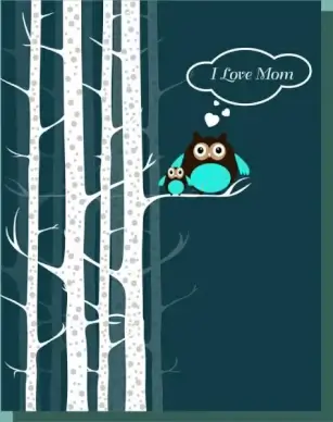 motherhood theme design colored cute owls decoration