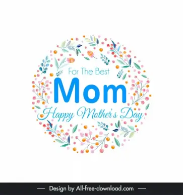 mothers day greeting card template circle flowers wreath texts decor