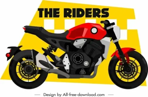 motorbike race banner sports bike icon decor