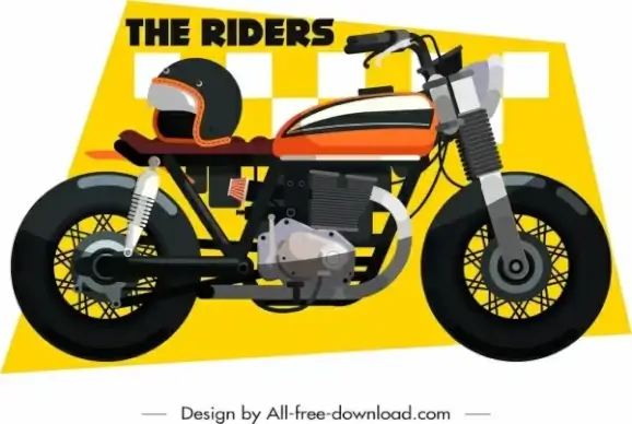 motorbike race banner vehicle icon decor