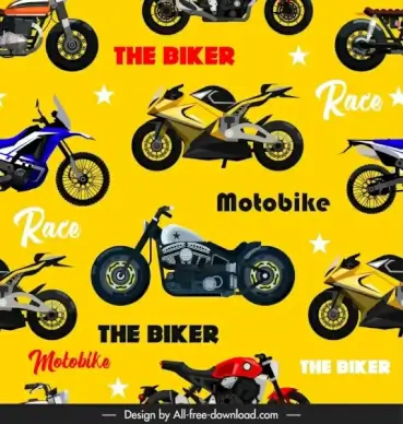 motorbikes pattern modern models sketch colorful repeating design
