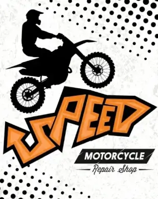 motorcycle advertisement rider silhouette calligraphy decoration