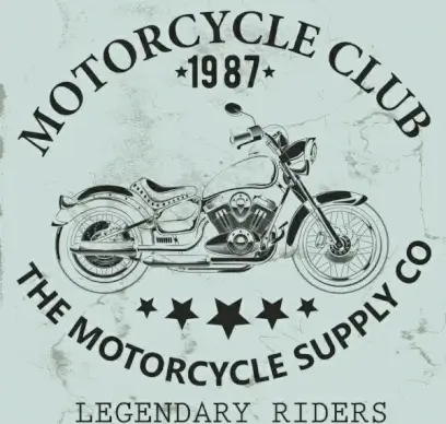 motorcycle club banner vintage design black white ornament