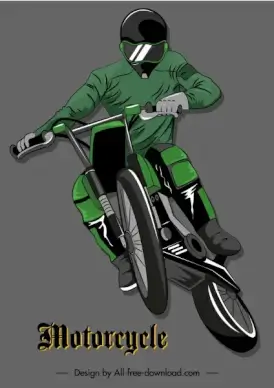 motorcycle racer icon modern dynamic 3d sketch