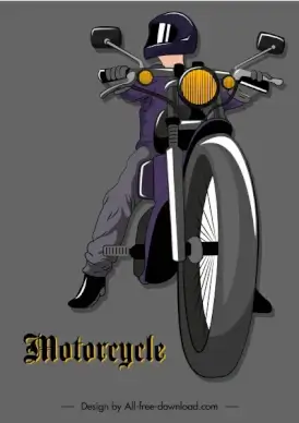 motorcyclist icon colored 3d sketch