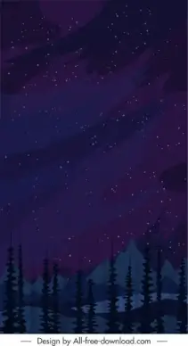 mountain background night sky sketch dark classic