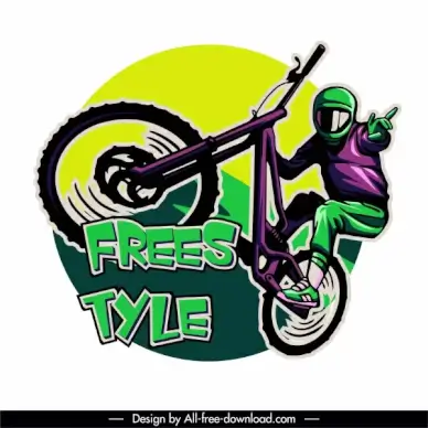 mountain bike logotype dynamic colorful handdrawn sketch