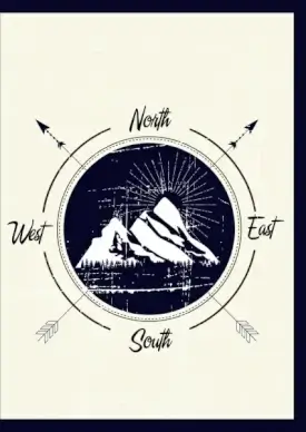 mountain compass background retro arrow circle design