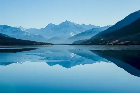 mountain lake scenery picture reflection calm water 