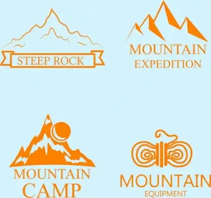 mountain logo collection various colored sketch