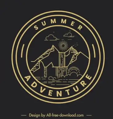 mountain logo template flat dark retro handdrawn sketch