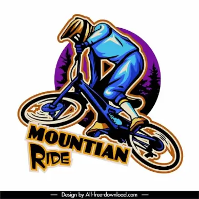 mountain ride sports logotype colorful dynamic design