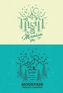 mountain valley logotype green handdrawn sketch