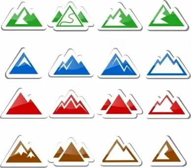 Mountain vector icons set