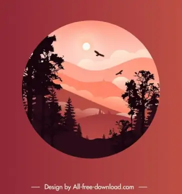 mountain view background dark motion decor circle isolation