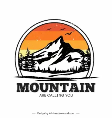 mountaineering label template retro handdrawn sketch
