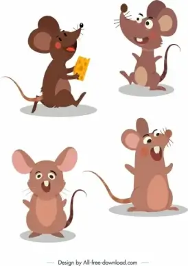 mouse icons cute stylized cartoon characters