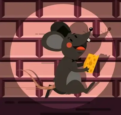 mouse painting round light cheese icons cartoon character