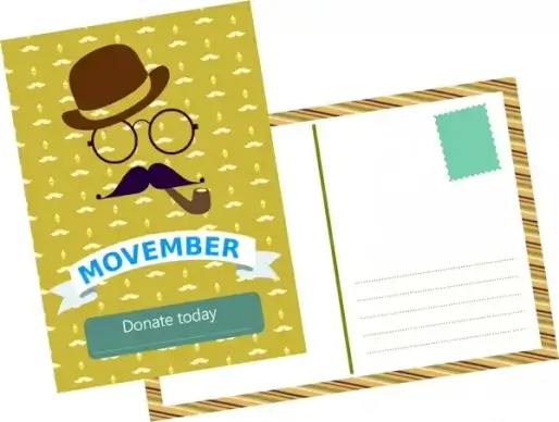 movember postcard template old man and mustache pattern