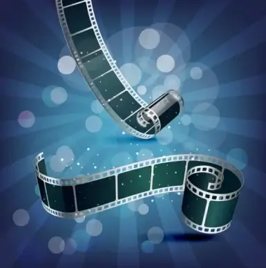 movie advertising background film roll icons 3d design