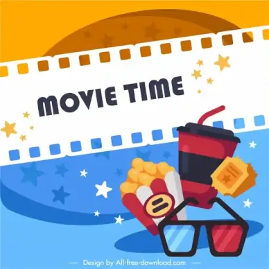 movie advertising banner colorful retro design
