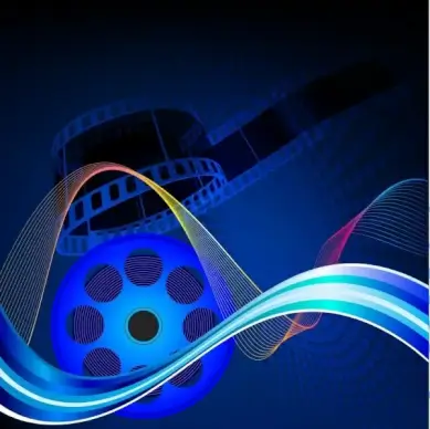 movie background dark blue design colorful curves ornament