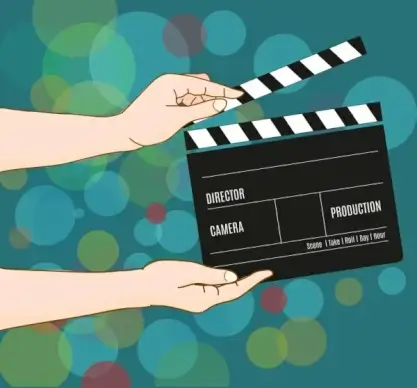 movie background hand action board icons cartoon design