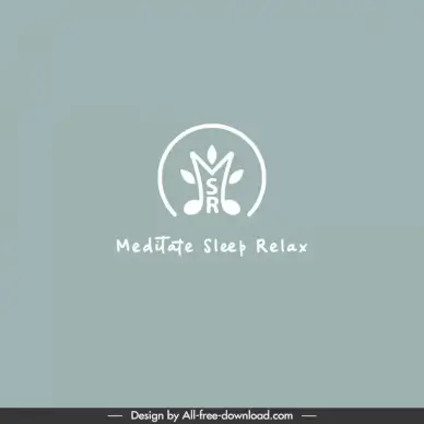 msr meditate sleep relax logo template flat classical symmetric stylized texts circle outline 