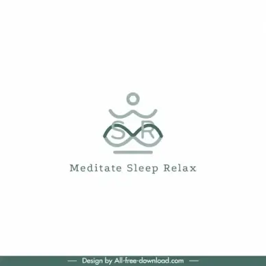 msr meditate sleep relax logo template flat symmetric geometric shape outline 