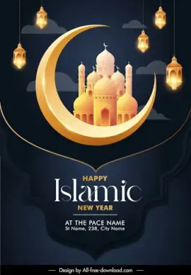 muharram poster template contrast elegant islamic elements 