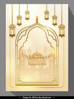 muharram poster template elegant symmetric muslim elements 
