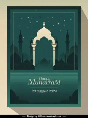 muharram poster template silhouette islamic architectures