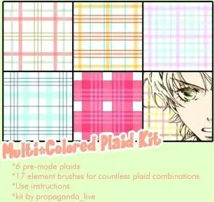 Multi Colored Plaid Kit Brushes