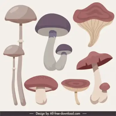 mushroom icons classical handdrawn sketch