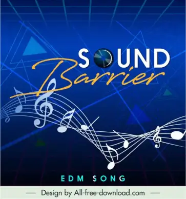 music album picture sound barrier banner template modern dynamic music notes geometric decor