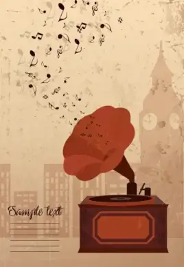 music background ancient speaker icons brown decor