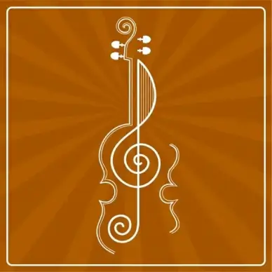 music background guitar icon brown rays decor