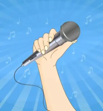music background hand holding micro icon notes decor