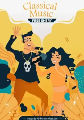 music background performing singers sketch colorful classic