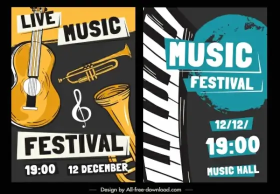 music banner templates instruments sketch classical handdrawn