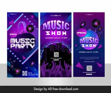 music event conference roll up banner templates modern dark dynamic 