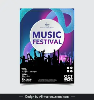 music event poster template dynamic excited audience 