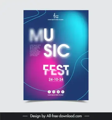 music event poster template modern blurred texts effect