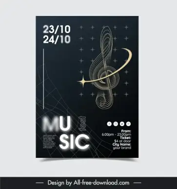music event poster template modern dynamic dark design